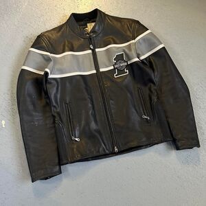 Harley-davidson Men's Black and Grey Jacket